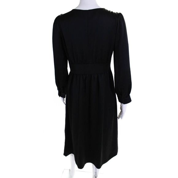 J Crew Womens V-Neck Long Sleeve Midi Button Down Shirt Dress Black Size 2 - Picture 3 of 6